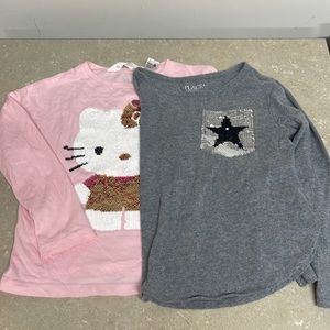 Bundle of two long sleeves tops for girls with reversible sequins size 5/6